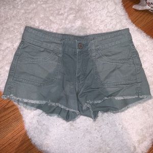 Green jean shorts